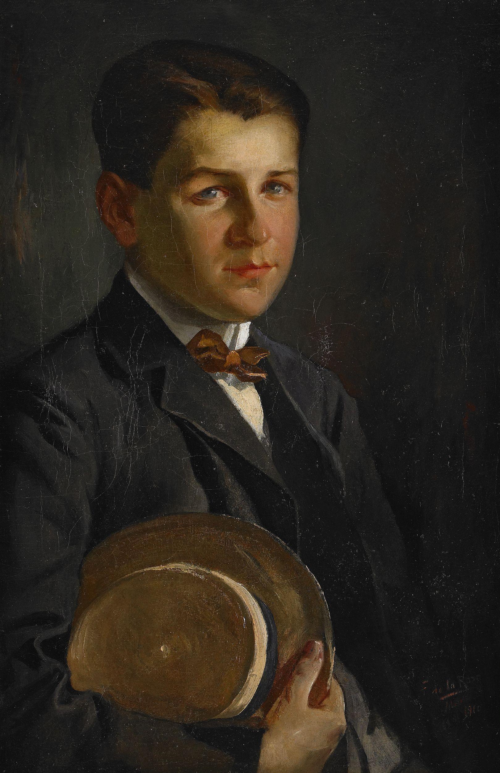 Garçon devant une maison — Fabián de la Rosa, 1910, Huile sur toile