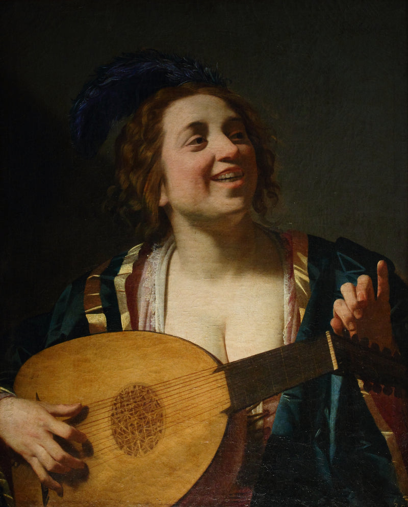 Woman Playing the Lute - Gerrit van Honthorst