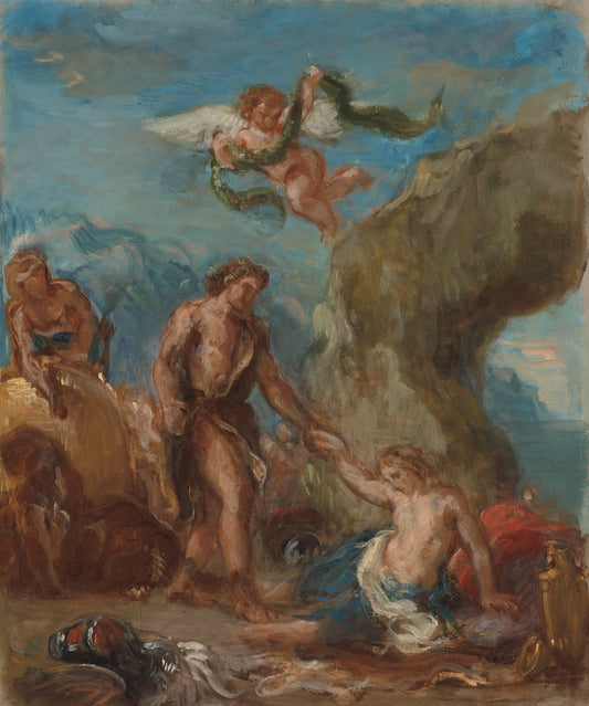 Reproduction du tableau « Bacchus et Ariane (Esquisse pour « L'Automne » des « Quatre Saisons ») - Eugène Delacroix » par Alpha Reproduction en peinture à l’huile