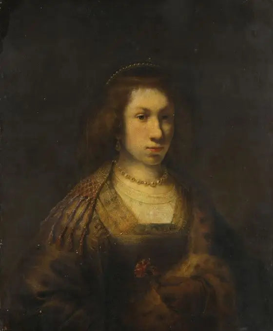Young Woman Holding a Carnation - Rembrandt