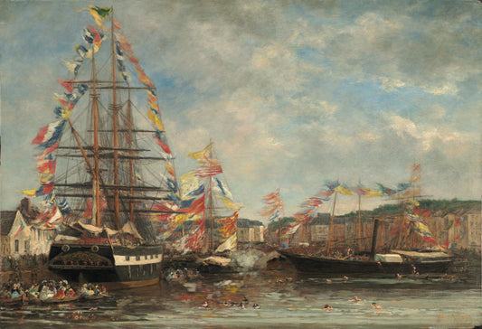 Reproduction du tableau « Fête dans le port de Honfleur - Eugène Boudin » par Alpha Reproduction en peinture à l’huile