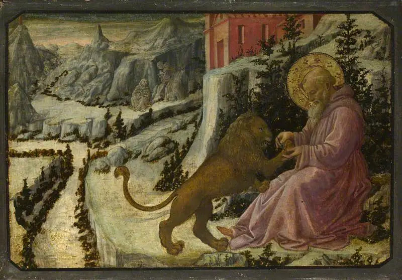 Saint Jerome and the Lion: Predella Panel - Fra Filippo Lippi - Alpha Reproduction
