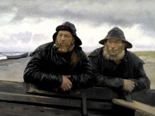 Two fishermen near a boat - Michael Peter Ancher
