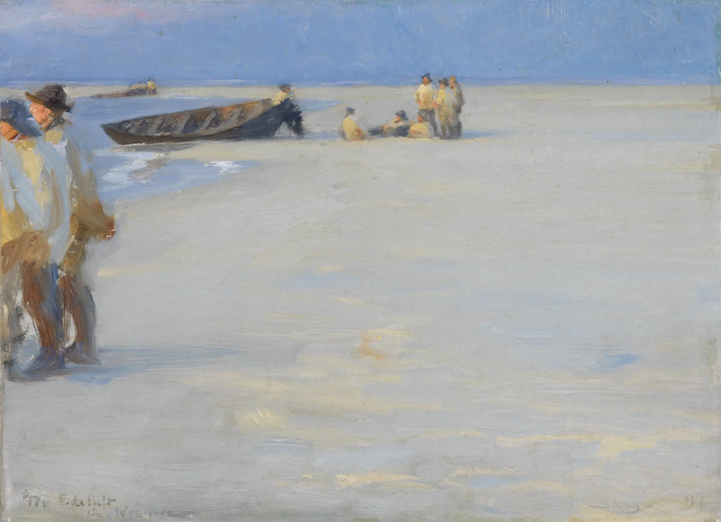 Fishermen on the North Beach of Skagen. Summer evening. - Peder Severin Krøyer