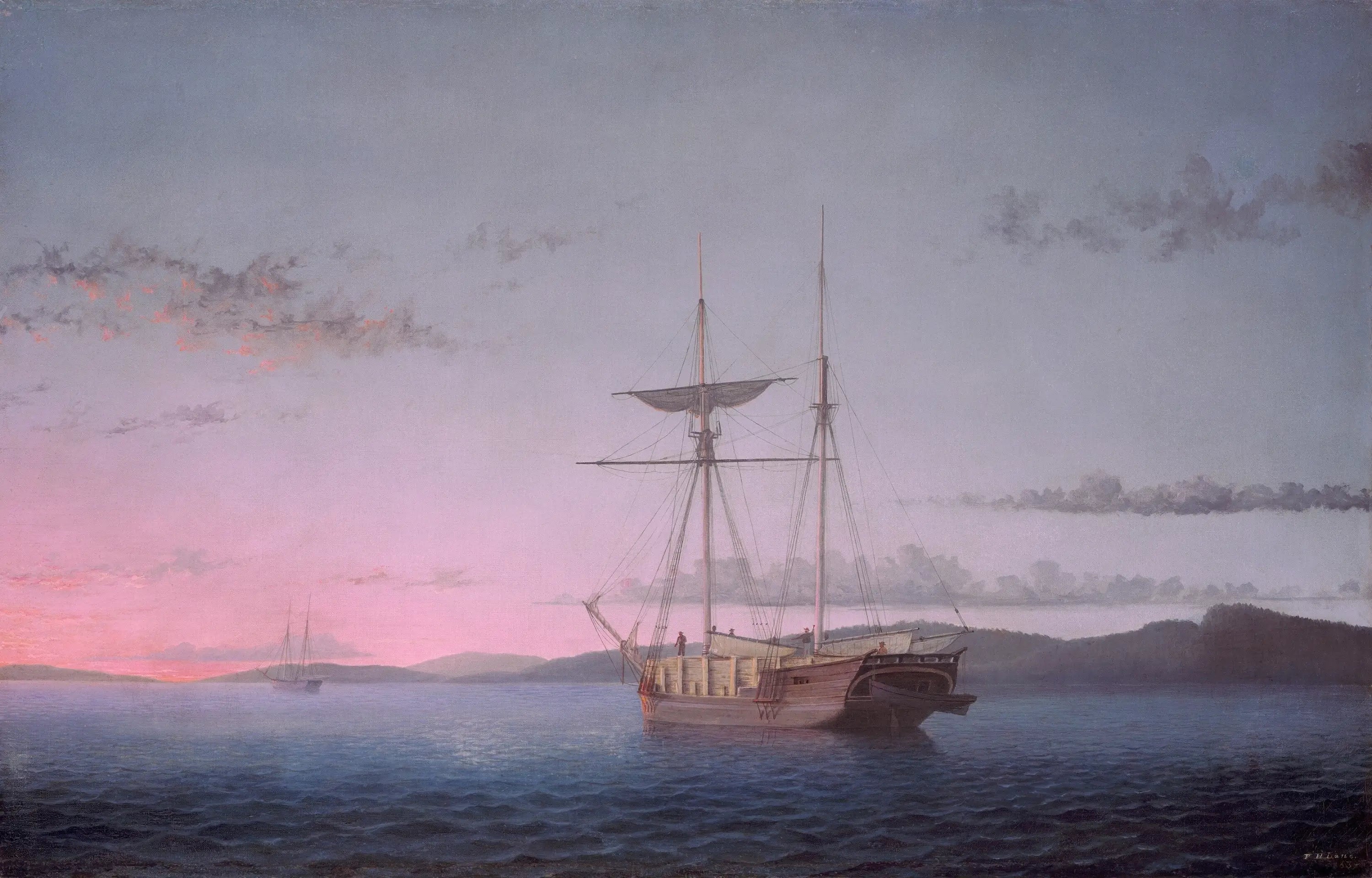 Goélettes forestières le soir sur la baie de Penobscot - Fitz Henry Lane - Alpha Reproduction