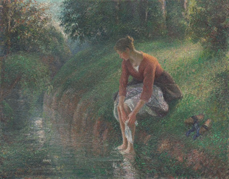 Woman Bathing Her Feet in a Stream - Camille Pissarro