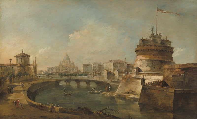 Whimsical view of the Castel Sant'Angelo, Rome - Francesco Guardi