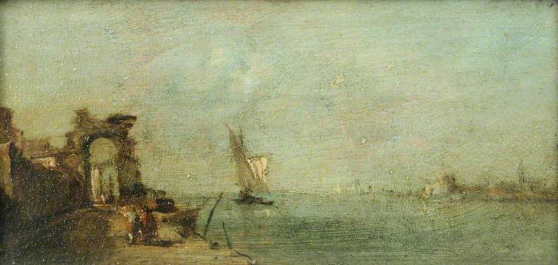 Capriccio Lagoon with a Ruined Arch - Francesco Guardi
