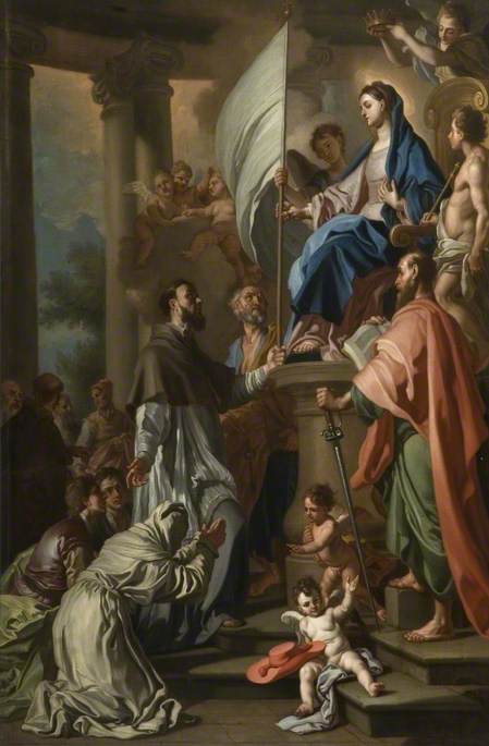 Saint Bonaventure receiving the banner of San Sepolcro from the Virgin - Francesco Solimena