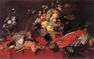 Nature morte avec un panier de fruits, un écureuil et un chat - Frans Snyders