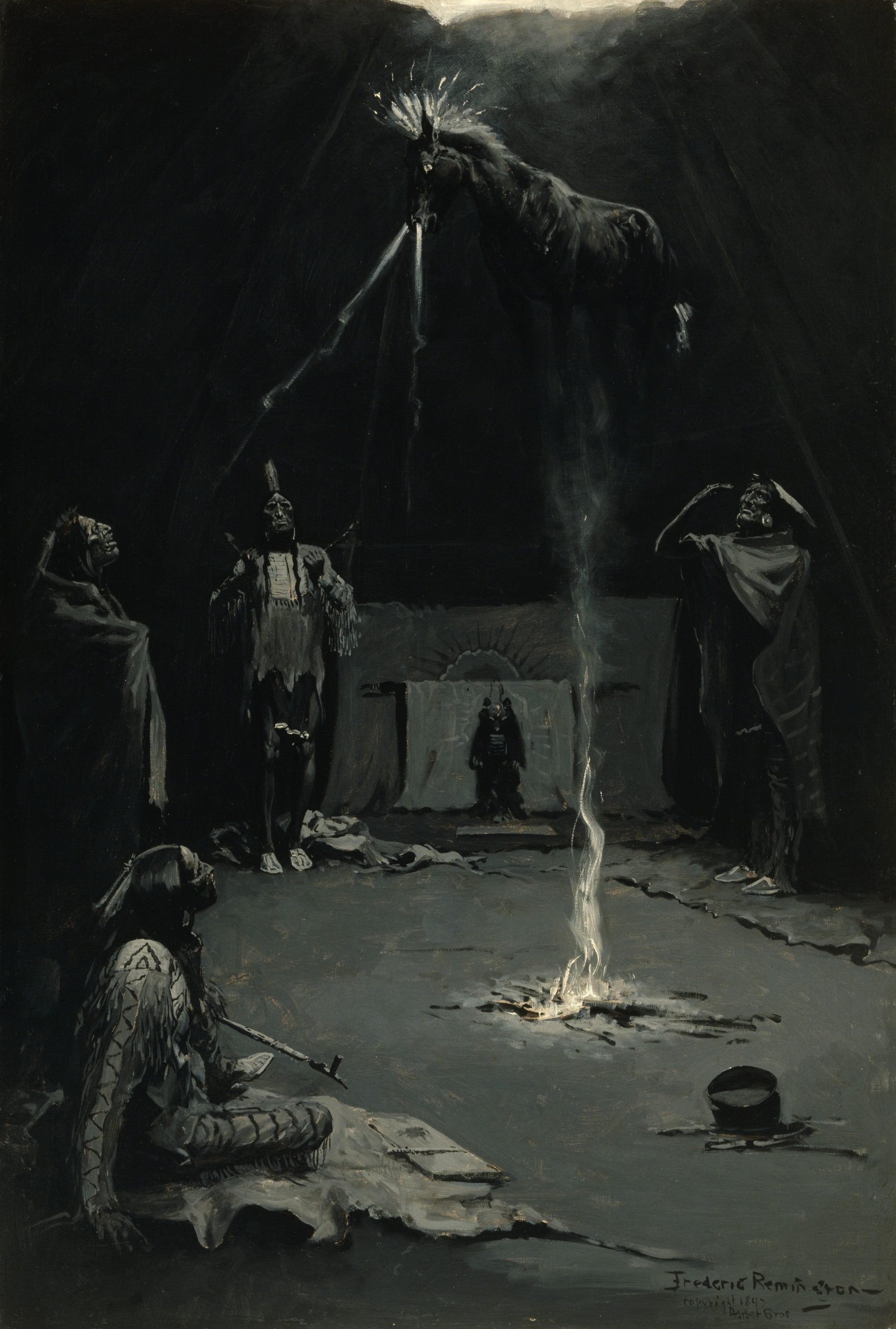 Dieu du feu indien (La marche du cheval de médecine) - Frederic Remington