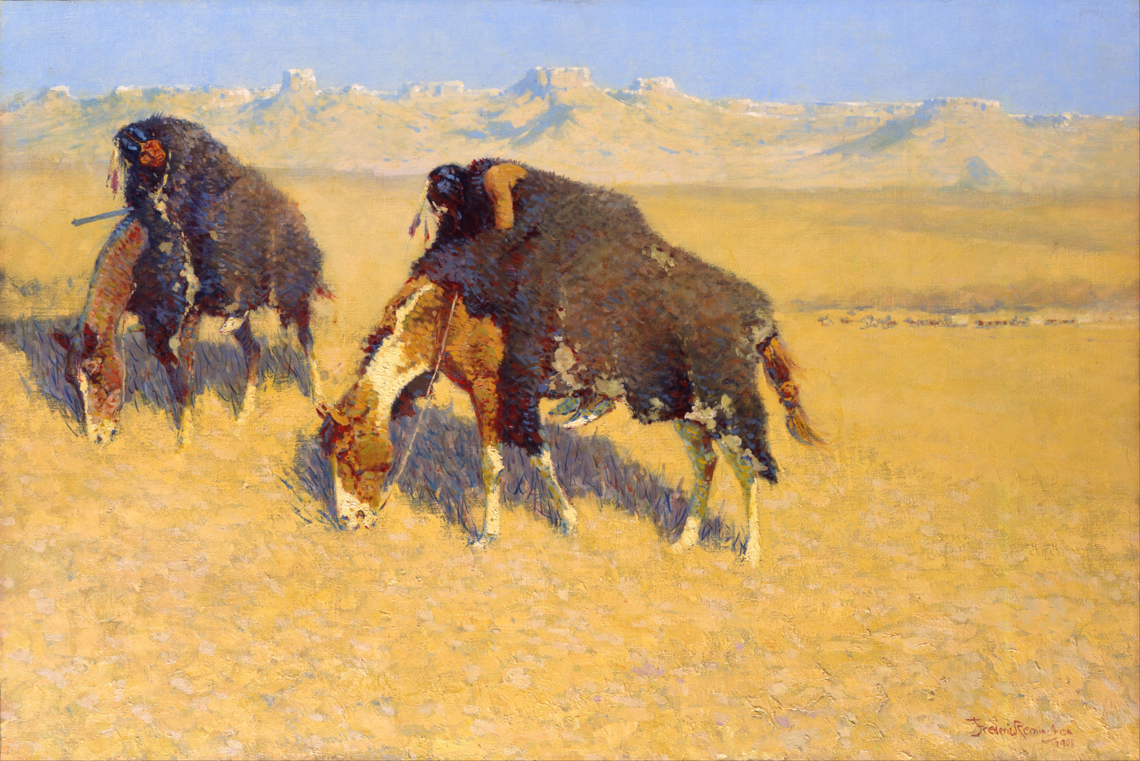 Indiens simulant des bisons - Frederic Remington