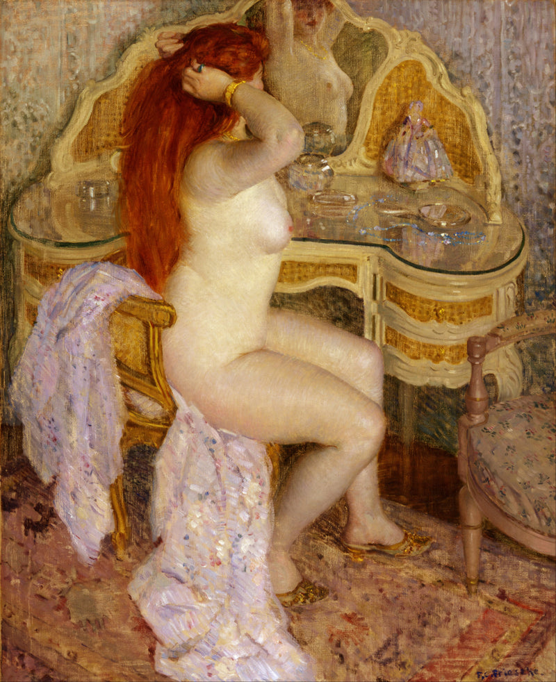 Nude Sitting at Her Dressing Table - Frederick Carl Frieseke