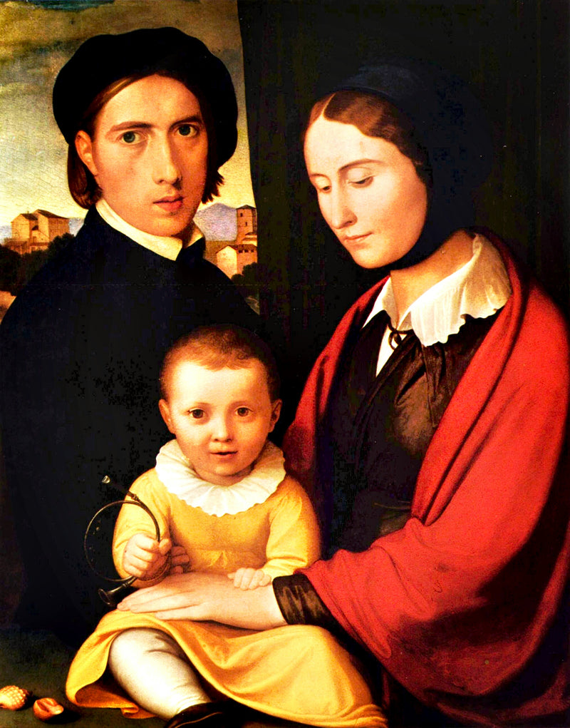 Self-portrait of the artist with his wife and son Alfons - Johann Friedrich Overbeck