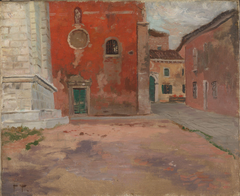 Red wall of the church in Venice - Frits Thaulow