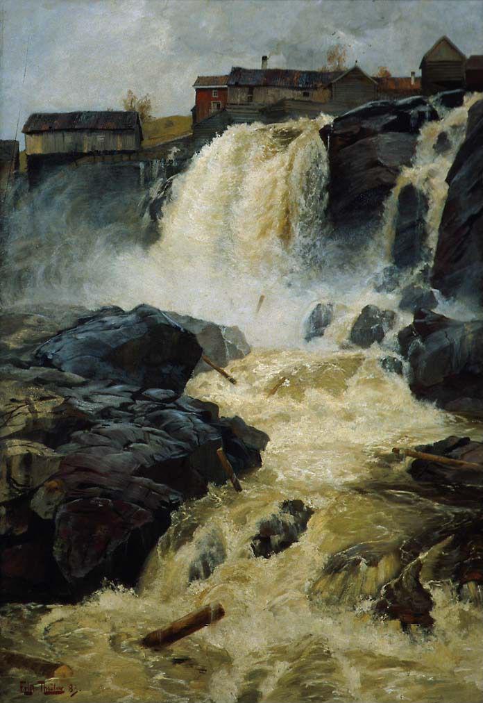 La Cascade de Haugsfossen, Frits Thaulow, 1883, peinture à l’huile