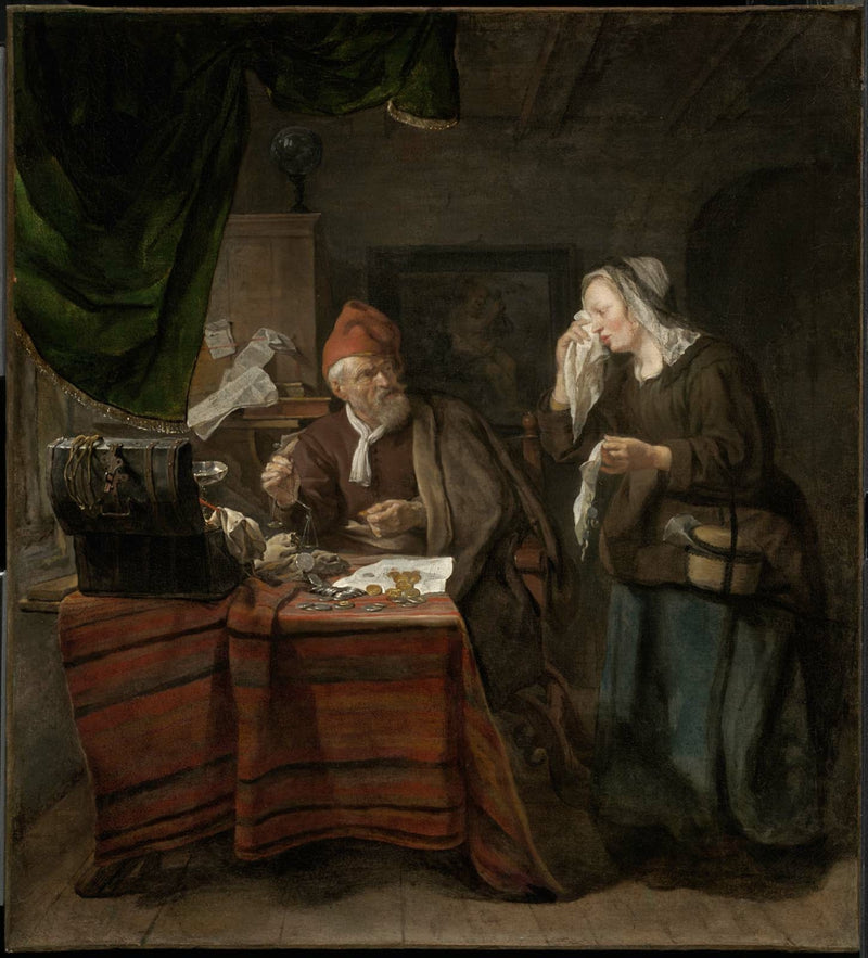 Usurier avec une femme en larmes - Gabriel Metsu