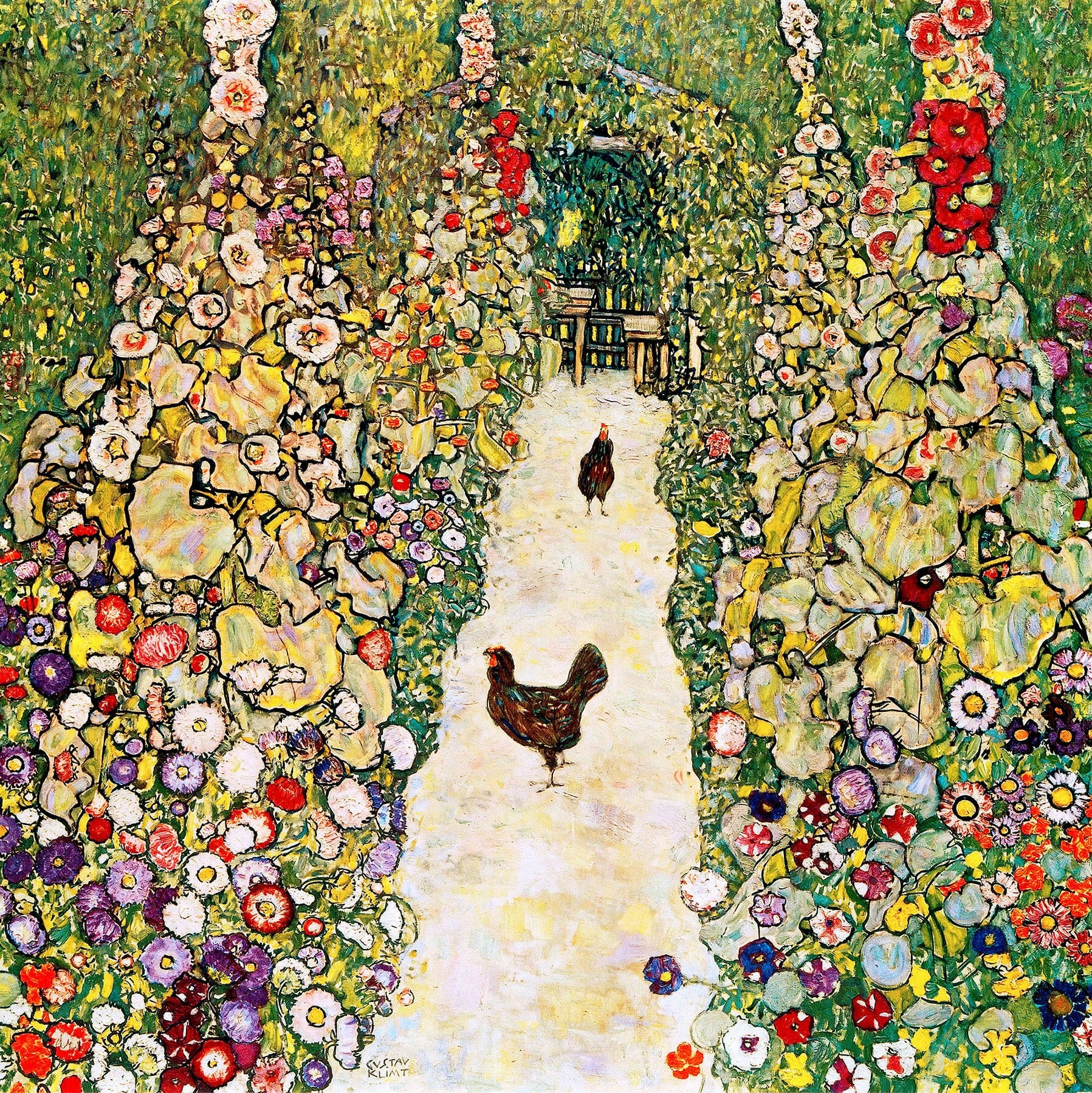Garden Path with Chickens - Gustav Klimt