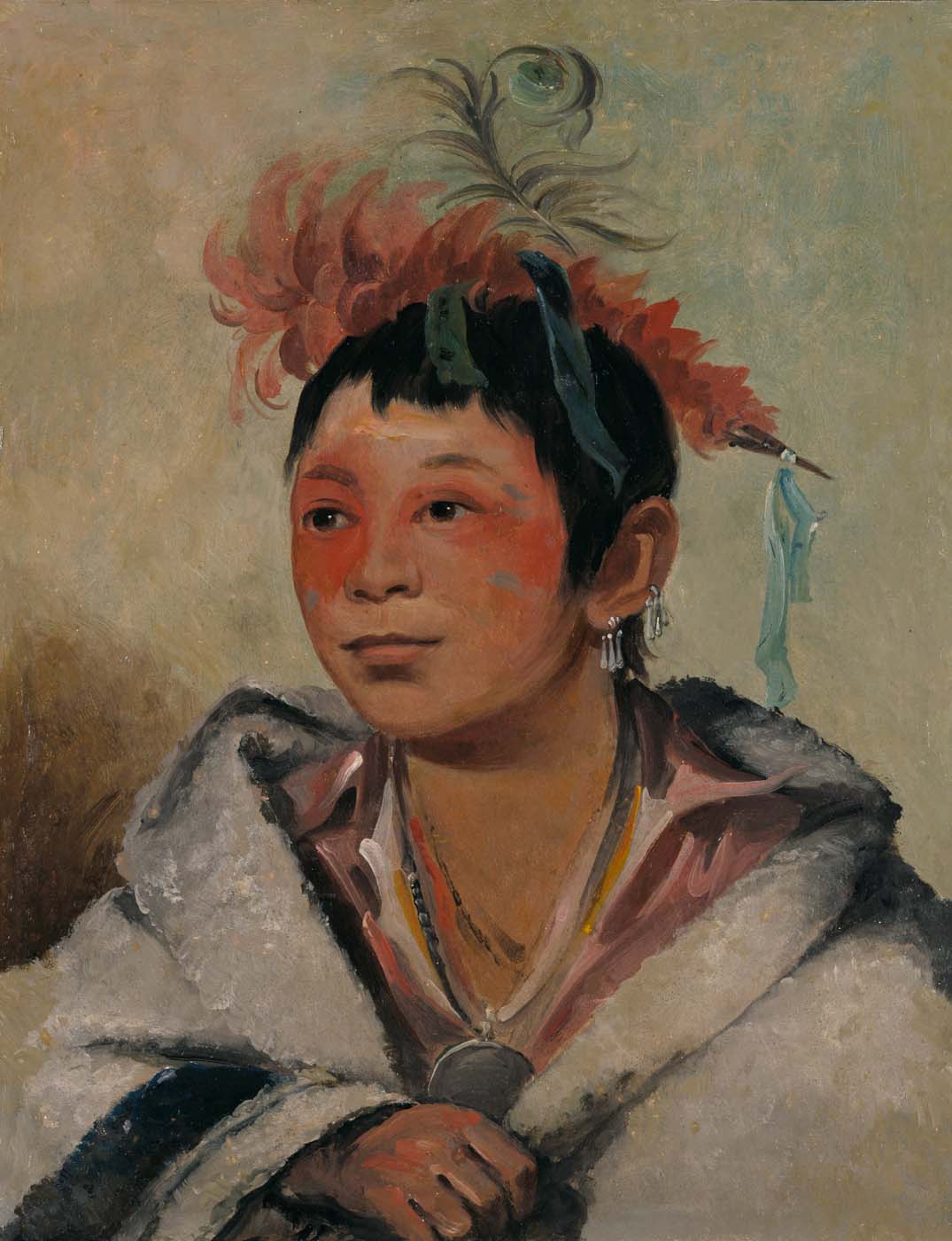 Aú-nah-kwet-to-hau-páy-o, Celui qui est assis dans les nuages, un garçon - George Catlin