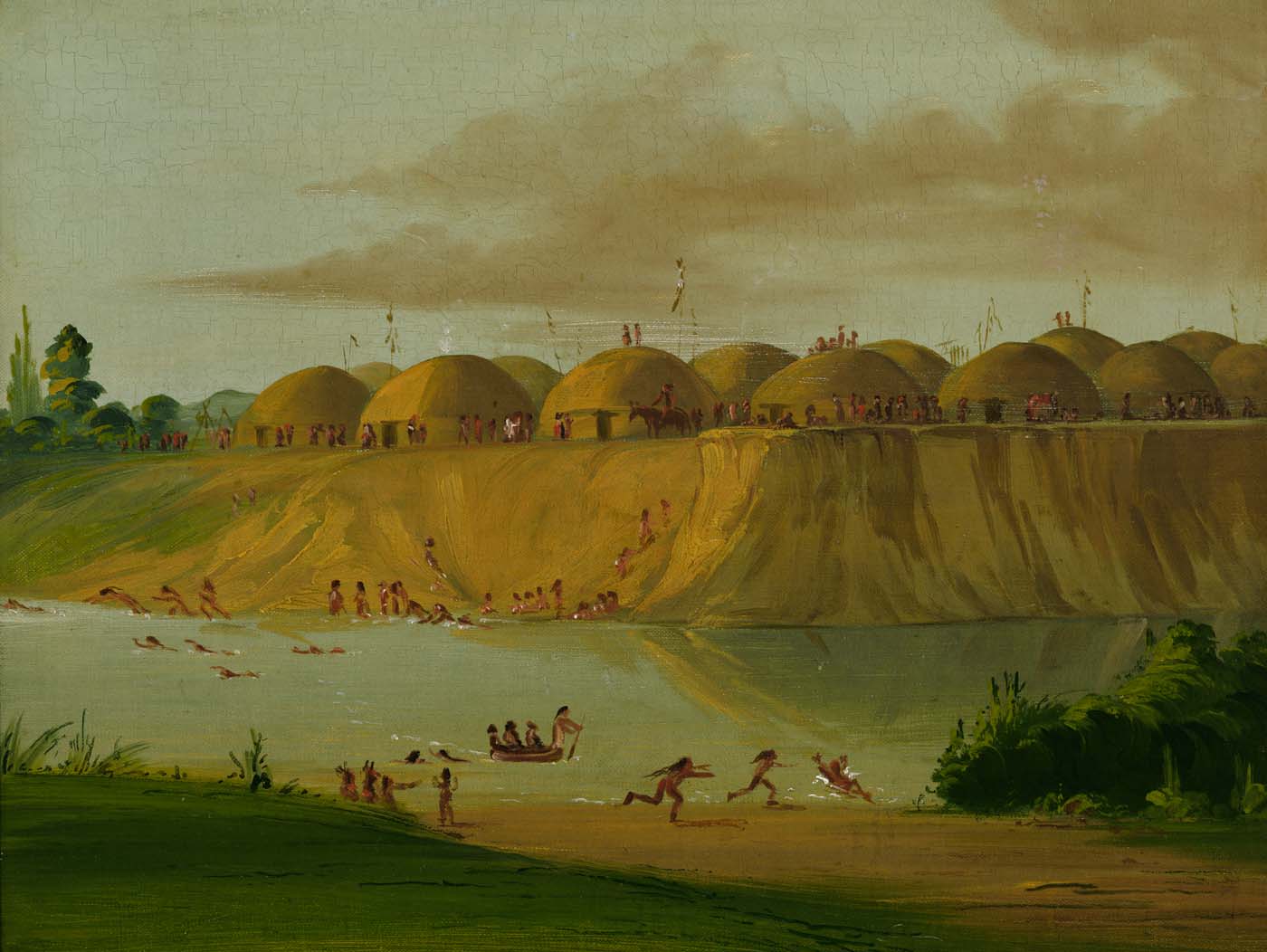 Village Hidatsa, huttes recouvertes de terre, sur la rivière Knife, à 1810 milles au-dessus de Saint-Louis - George Catlin