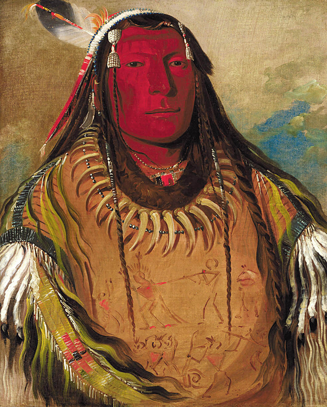 Pa-ris-ka-roó-pa, Deux corbeaux, un chef - George Catlin