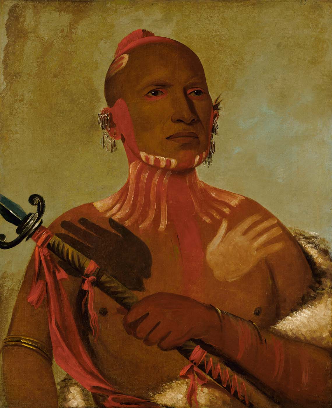 Wée-sheet, tête d'esturgeon, un guerrier renard - George Catlin