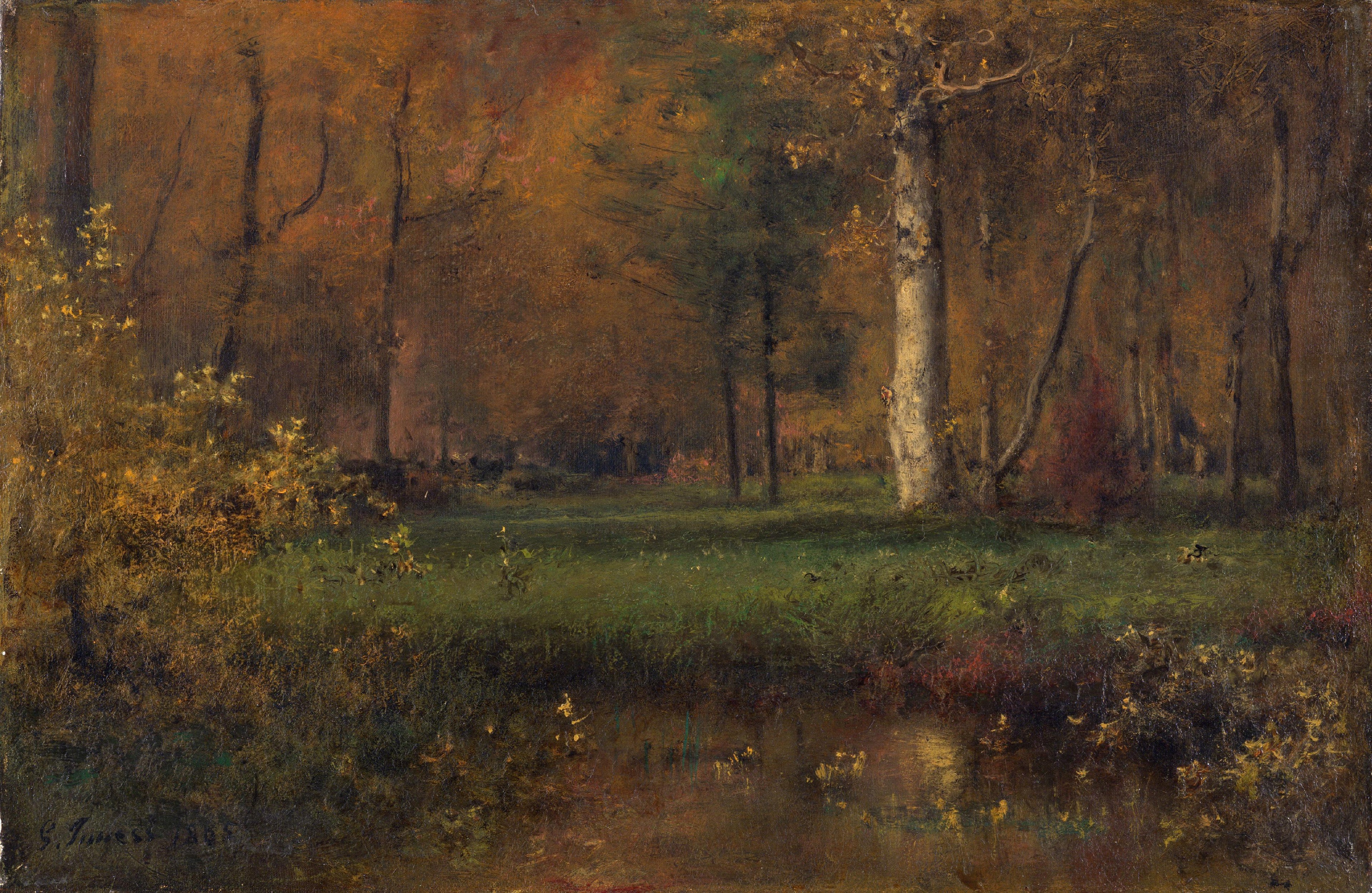 Paysage avec buisson jaune - George Inness