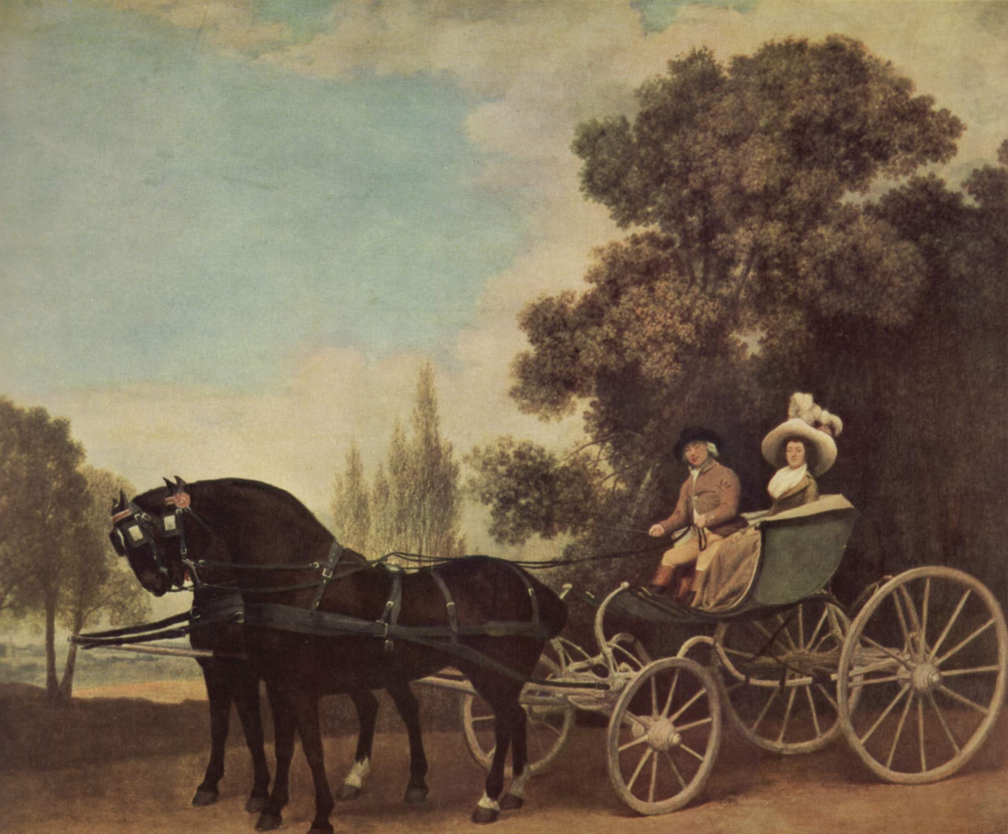 Un gentleman conduisant une dame dans une phaéton - George Stubbs