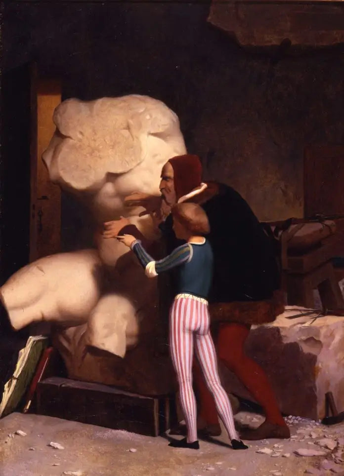 Reproduction du tableau « Michel-Ange dans son atelier - Jean-Léon Gérôme » par Alpha Reproduction en peinture à l’huile