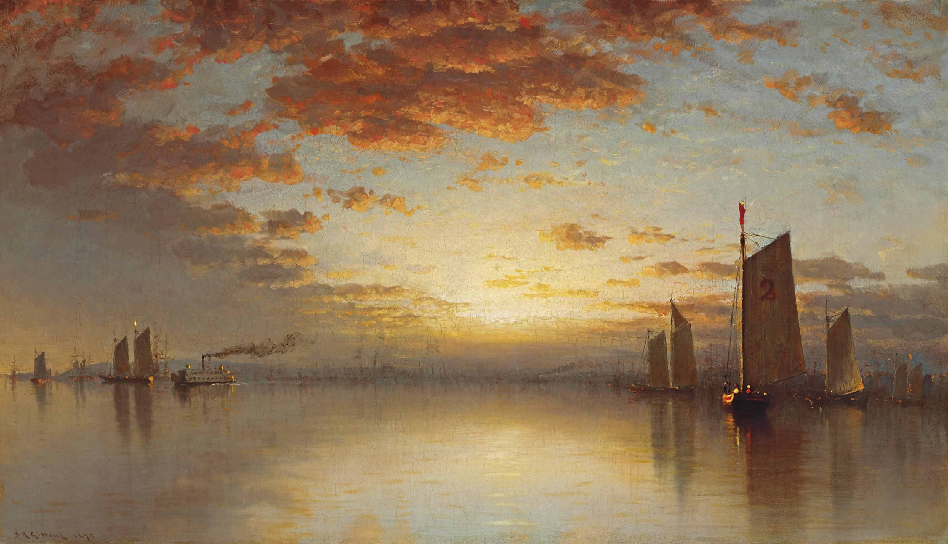 Coucher de soleil sur la baie de New York - Sanford Robinson Gifford