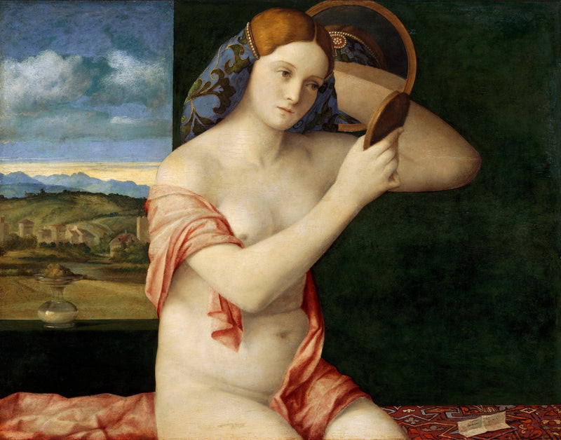 Young Nude Woman at the Mirror - Giovanni Bellini