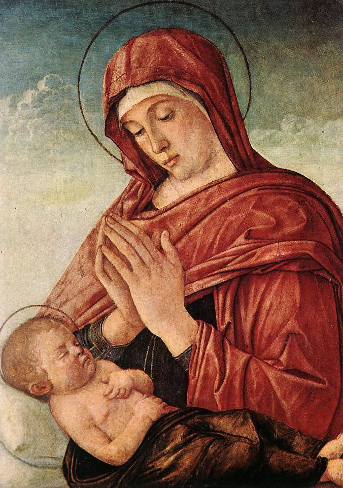 The Madonna adoring the Sleeping Child Jesus - Giovanni Bellini