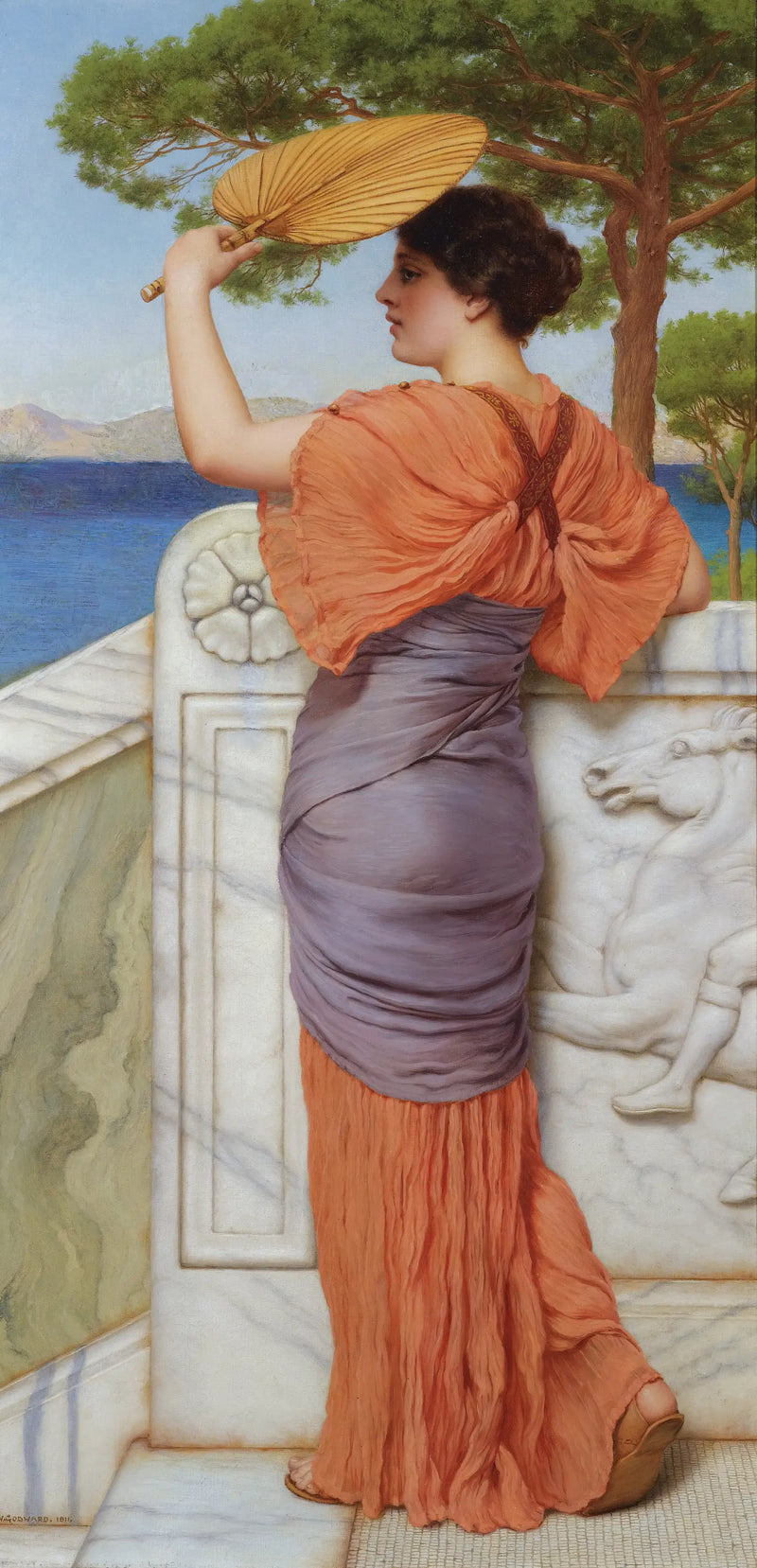 On the balcony - John William Godward