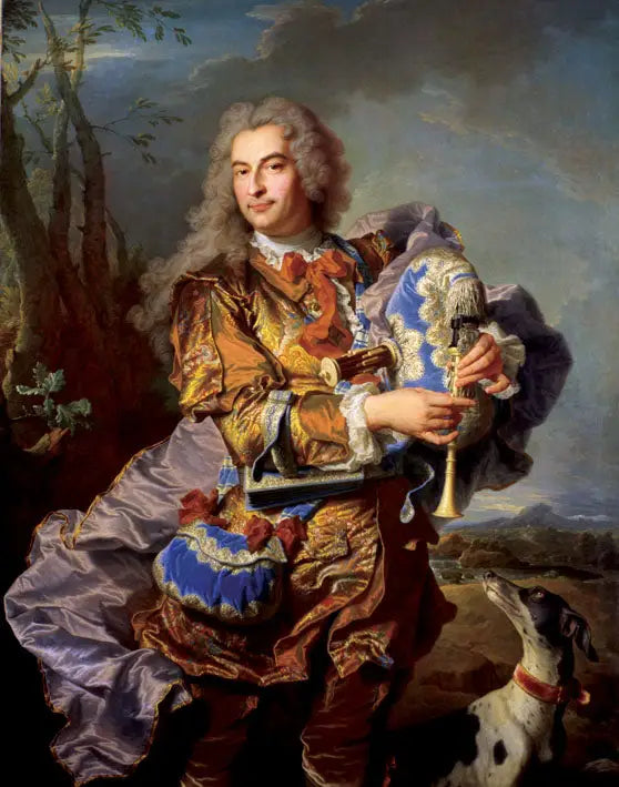 Portrait of Gaspard de Gueidan in Céladon playing the musette - Hyacinthe Rigaud