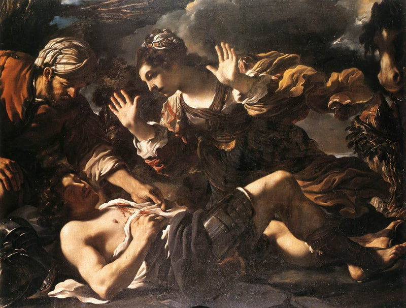 Erminia finds Tancrède wounded - Guercino
