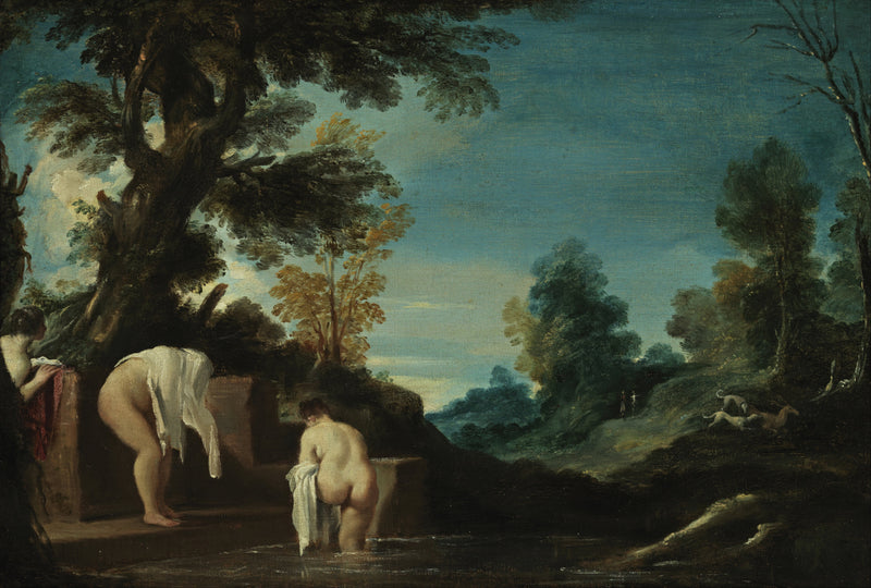 Landscape with Bathers - Guercino