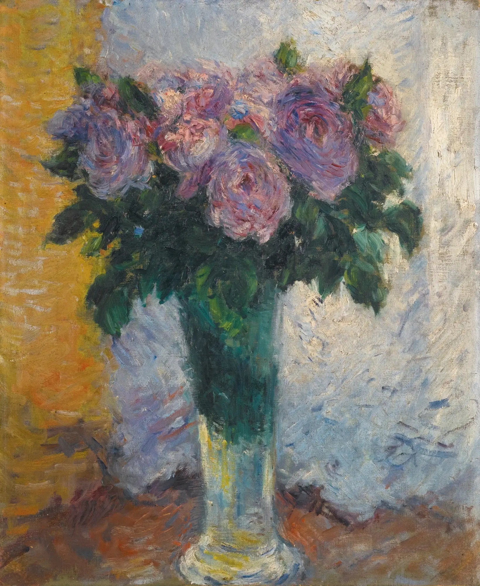 Reproduction du tableau « Roses dans un vase - Gustave Caillebotte » par Alpha Reproduction en peinture à l’huile