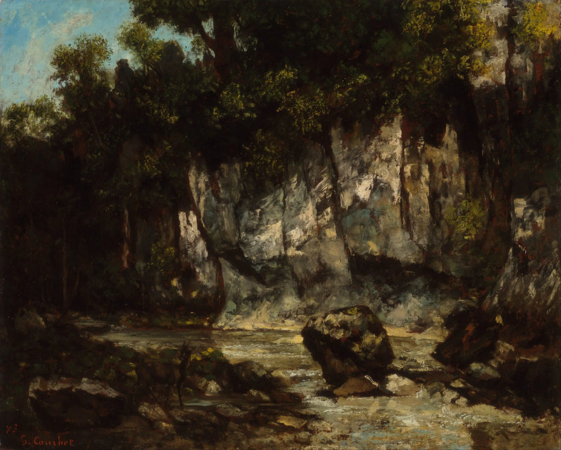 Landscape with Deer - Gustave Courbet