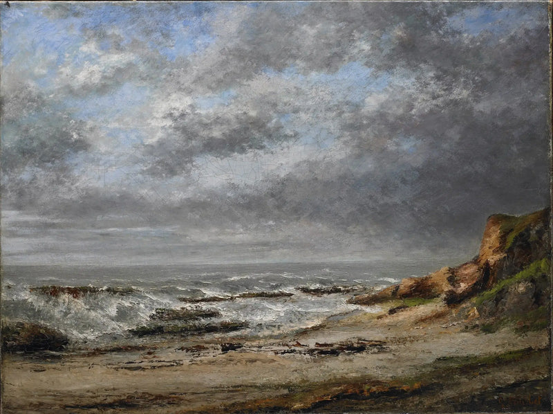 View of a Rough Sea Near a Clifftop - Gustave Courbet