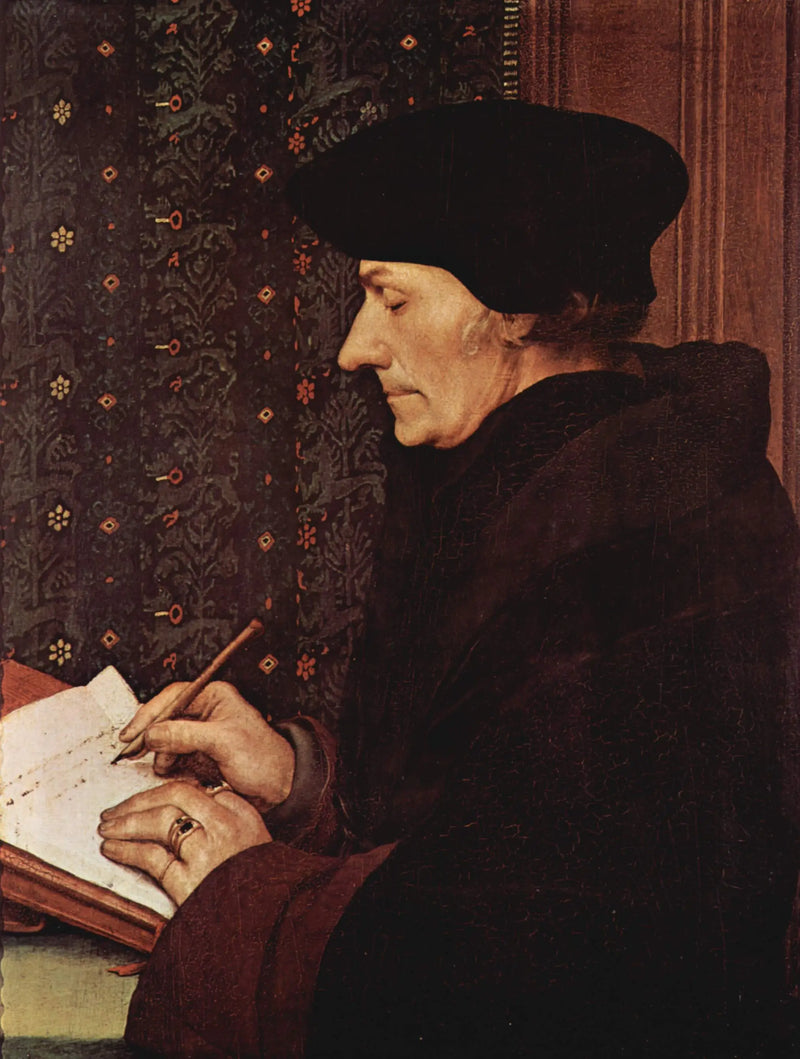 Portrait of Erasmus writing - Hans Holbein the Younger