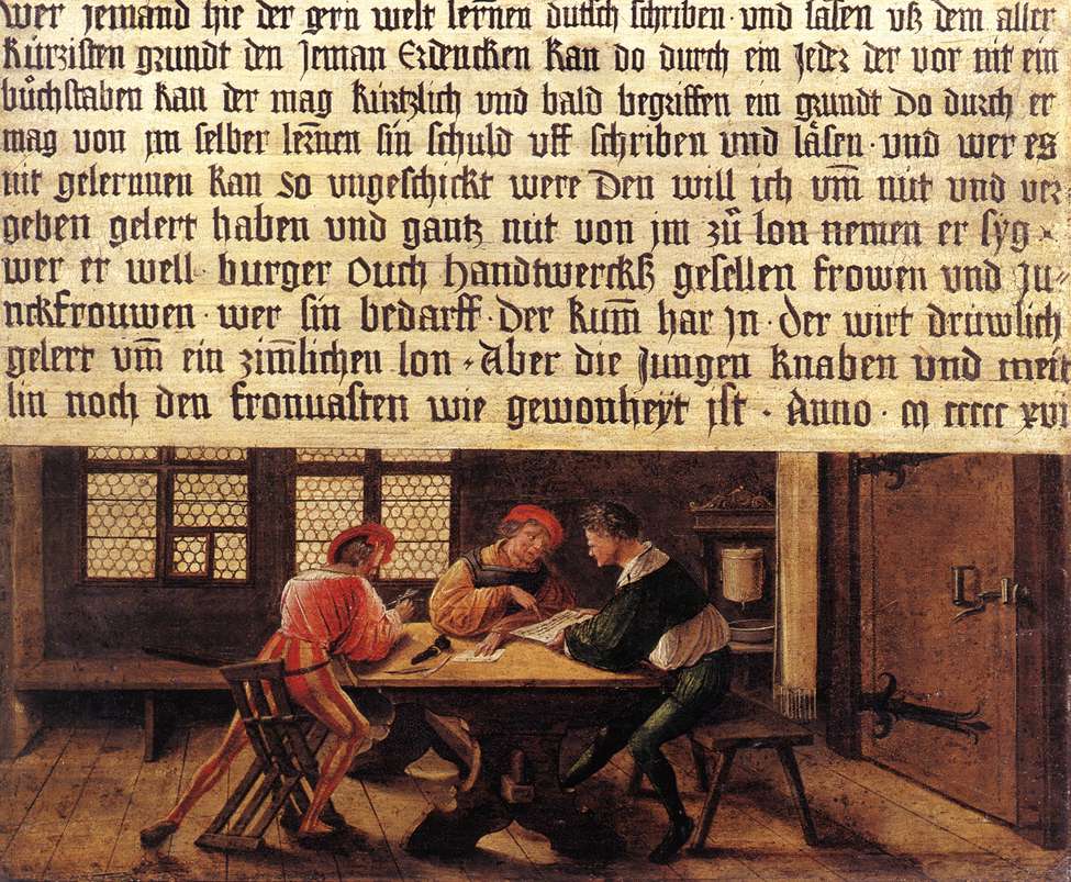 Enseigne d'un maître d'école (côté avec les adultes) - Hans Holbein le Jeune