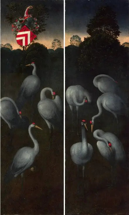 Grues with coats of arms - Hans Memling