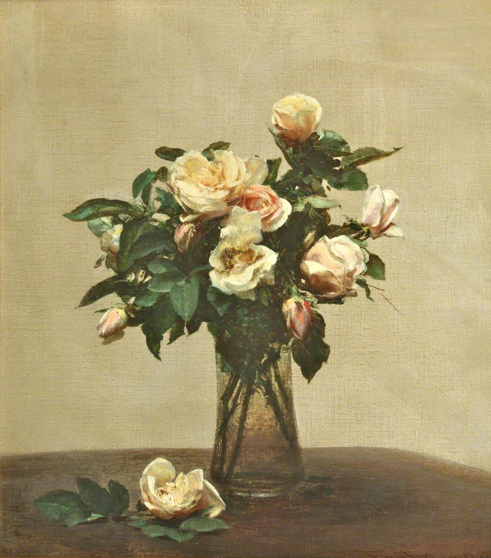 Roses dans un vase en verre - Henri Fantin-Latour