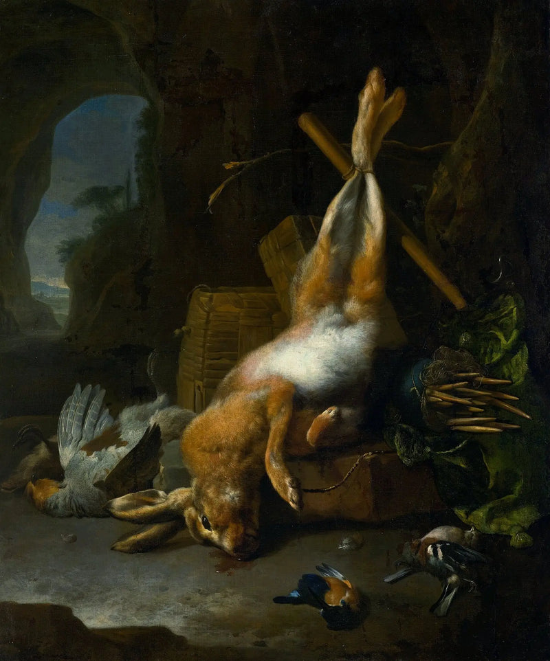 Still life with the hunting trophy. - Melchior de Hondecoeter