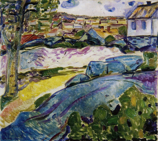 Reproduction du tableau « maison à Kragerø - Edvard Munch » par Alpha Reproduction en peinture à l’huile