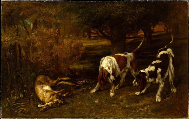 Hunting Dogs and Dead Hare - Gustave Courbet
