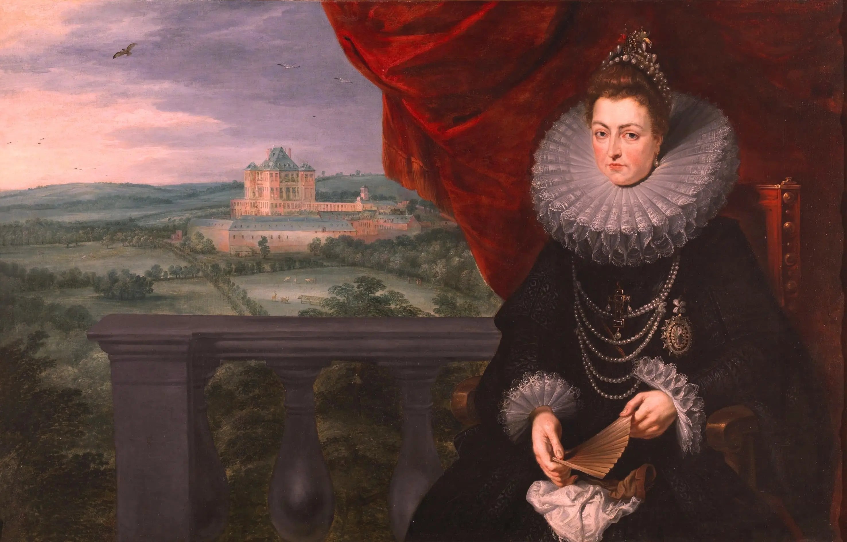 Portrait de l’infante Isabelle avec le château de Mariement en arrière-plan - Peter Paul Rubens - Alpha Reproduction