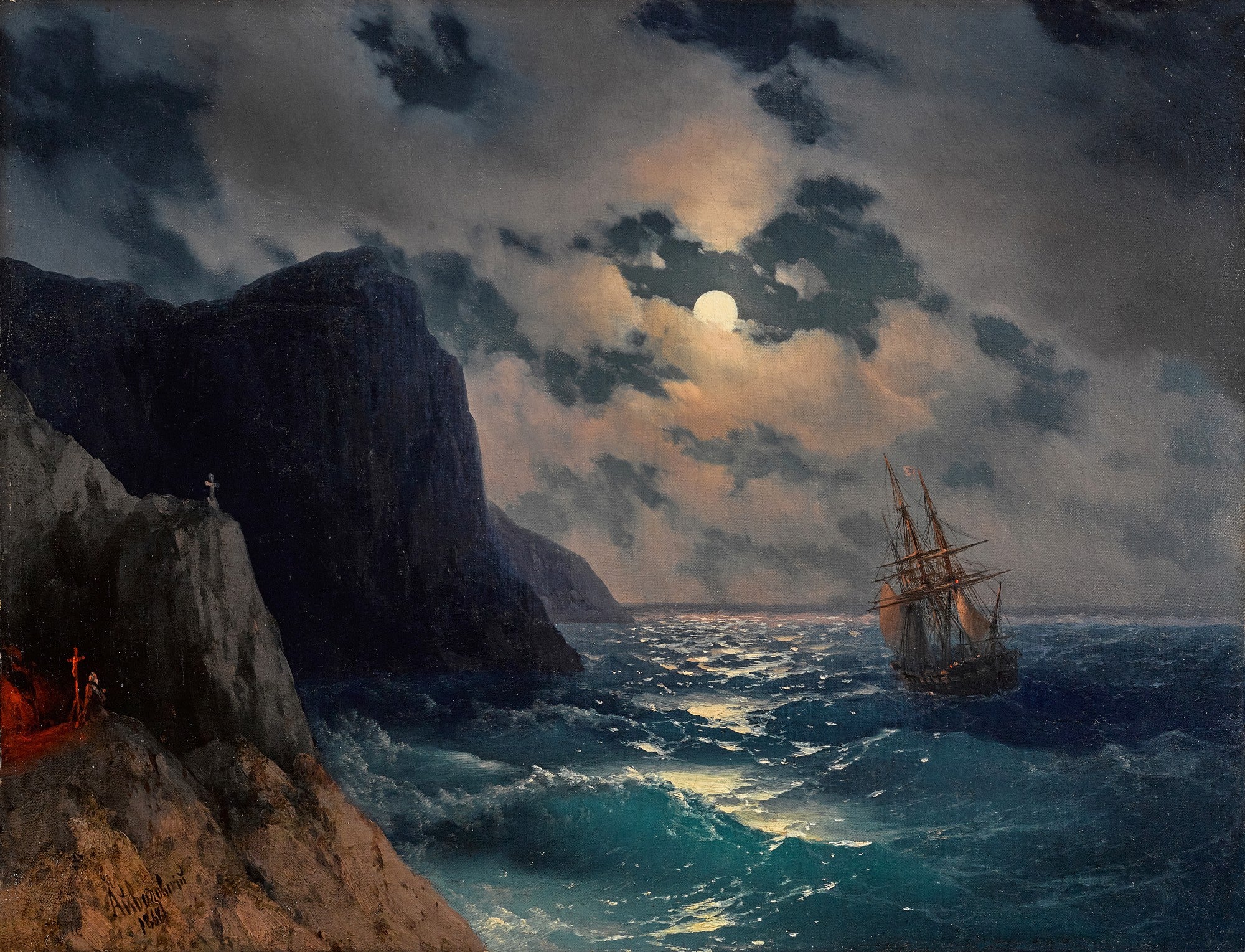 Passage d'un navire par une nuit de pleine lune - Ivan Aïvazovski