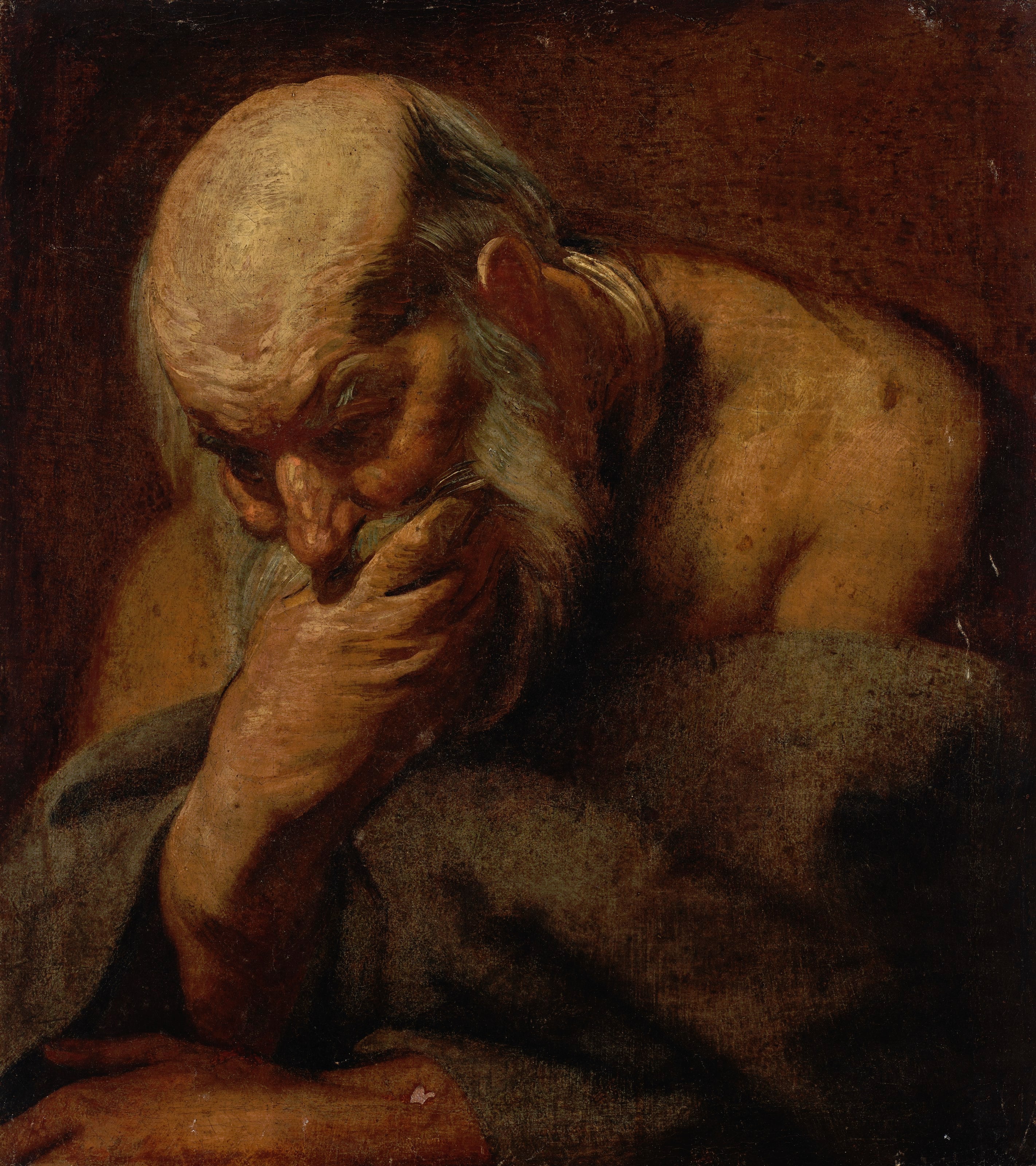 Étude de la tête d'un homme barbu, peut-être un apôtre. - Jacob Jordaens