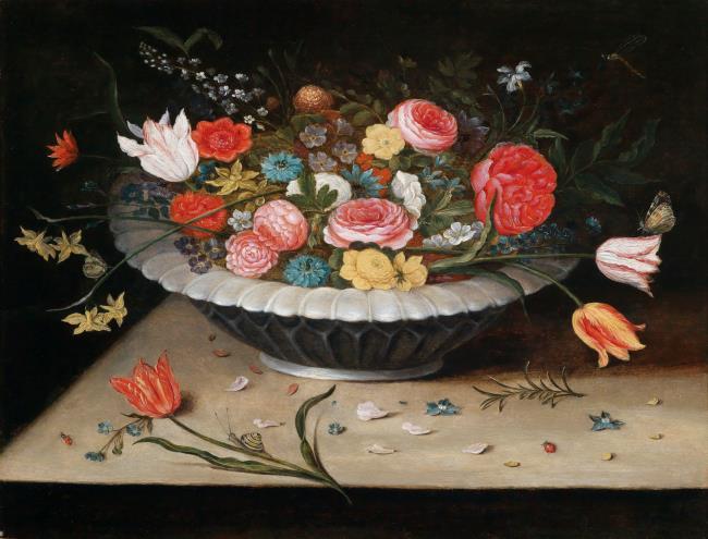 Bol garni de tulipes, de roses et de narcisses - Jan Brueghel le Jeune